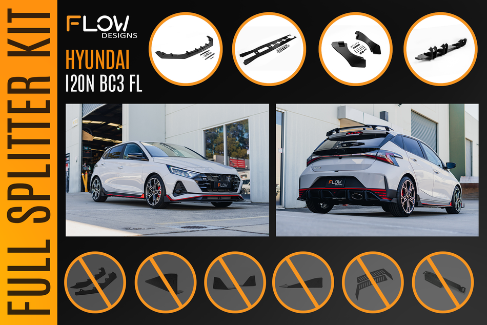 Flow Designs i20 N BC3 Facelift - Full Lip Splitter Set