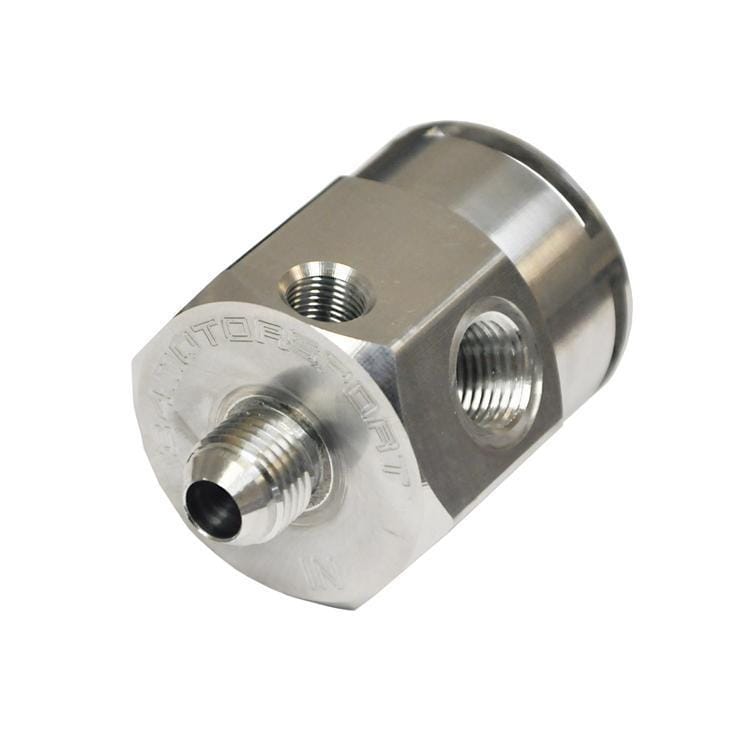 034-106-5001-RAW Fuel Pressure Regulator FPR Housing Adapter, Remote Mount, Billet Aluminum - Aluminum Raw
