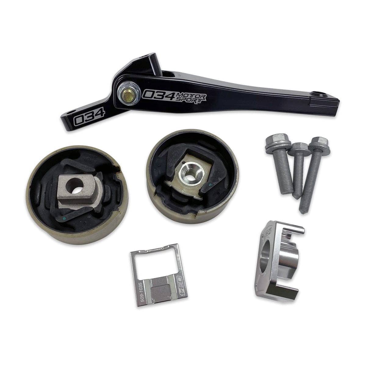034MOTORSPORT BILLET SPHERICAL DOGBONE MOUNT PERFORMANCE PACK - MQB - AUDI S3/TT/TTS, VOLKSWAGEN MK7 GOLF GTI/R MANUAL OR 6-SPEED DSG DQ250 - 034-509-1041