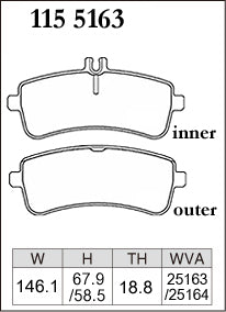 DIXCEL Rear Brake Pads - Mercedes-AMG C63 (W205) / C63 S (W205)