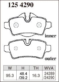DIXCEL Rear Brake Pads - Mini Hatch (R56) / Clubman (R55) / Convertible (R57) / Coupe (R58) / Roadster (R59