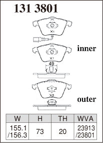 DIXCEL Front Brake Pads - VW Golf R32 (Mk5) / Audi A3 S3 (8P)