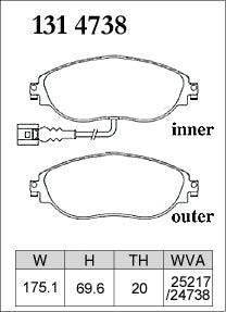 DIXCEL Front Brake Pads - VW Golf GTI (Mk7 / Mk8) / Golf R (Mk7) / T-Roc R (A1) / Audi S3 (8V)