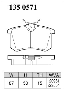 DIXCEL Rear Brake Pads - Renault Megane Mk3 / Mk4 RS (X95 / XFB) - Mechanical Handbrake
