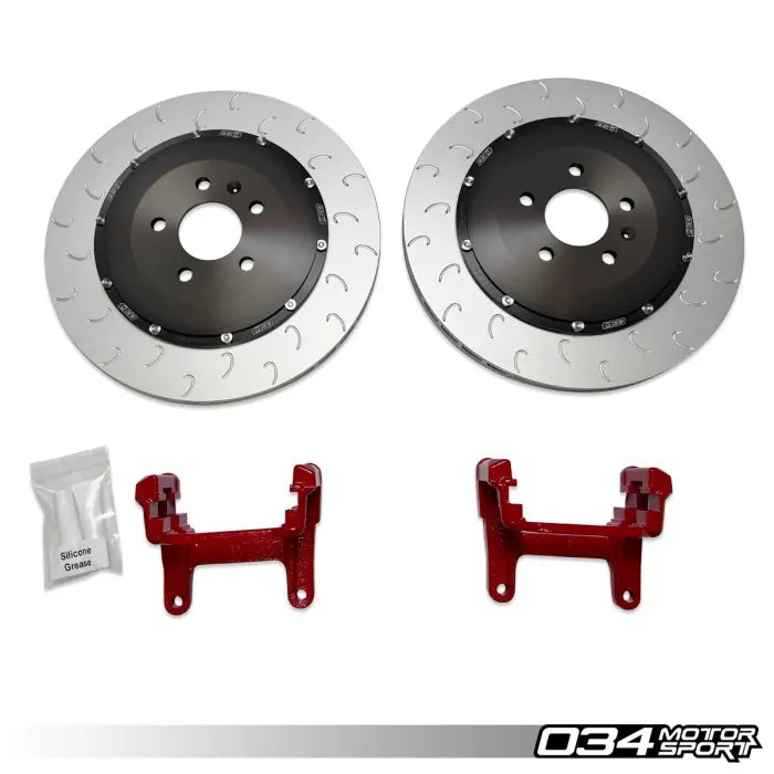 034Motorsport 2-Piece Floating Rear Brake Rotor 370mm Upgrade Audi B9 RS4/RS5 - RED