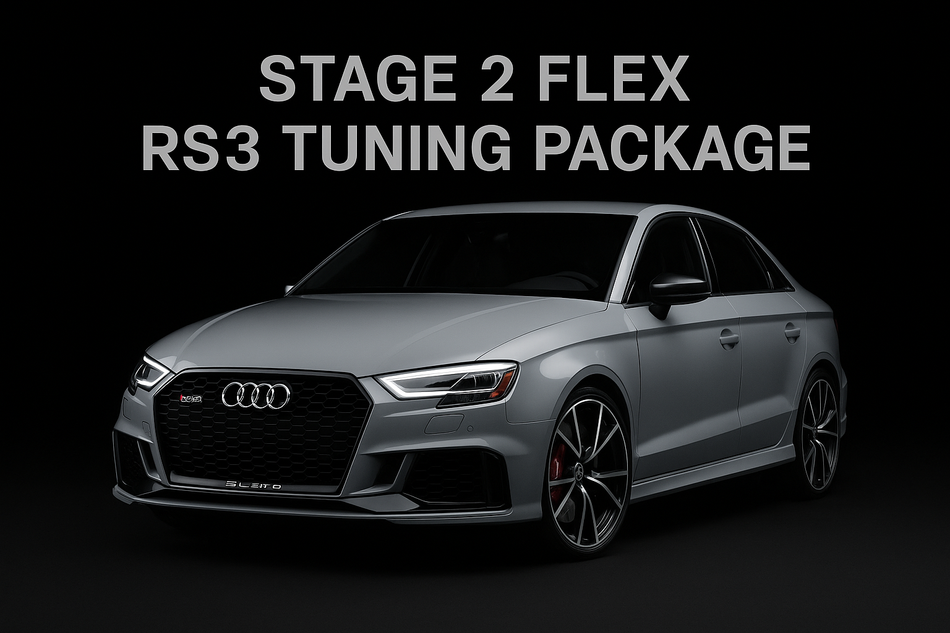 2020 rs3 on black background, text says: Stage 2 Flex RS3 Tuning Package