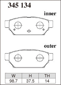 DIXCEL Rear Brake Pads - Mitsubishi Lancer Evo I/II/III (CD9A/CE9A)