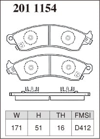 DIXCEL Rear Brake Pads - Wilwood Calipers (16mm / D412)