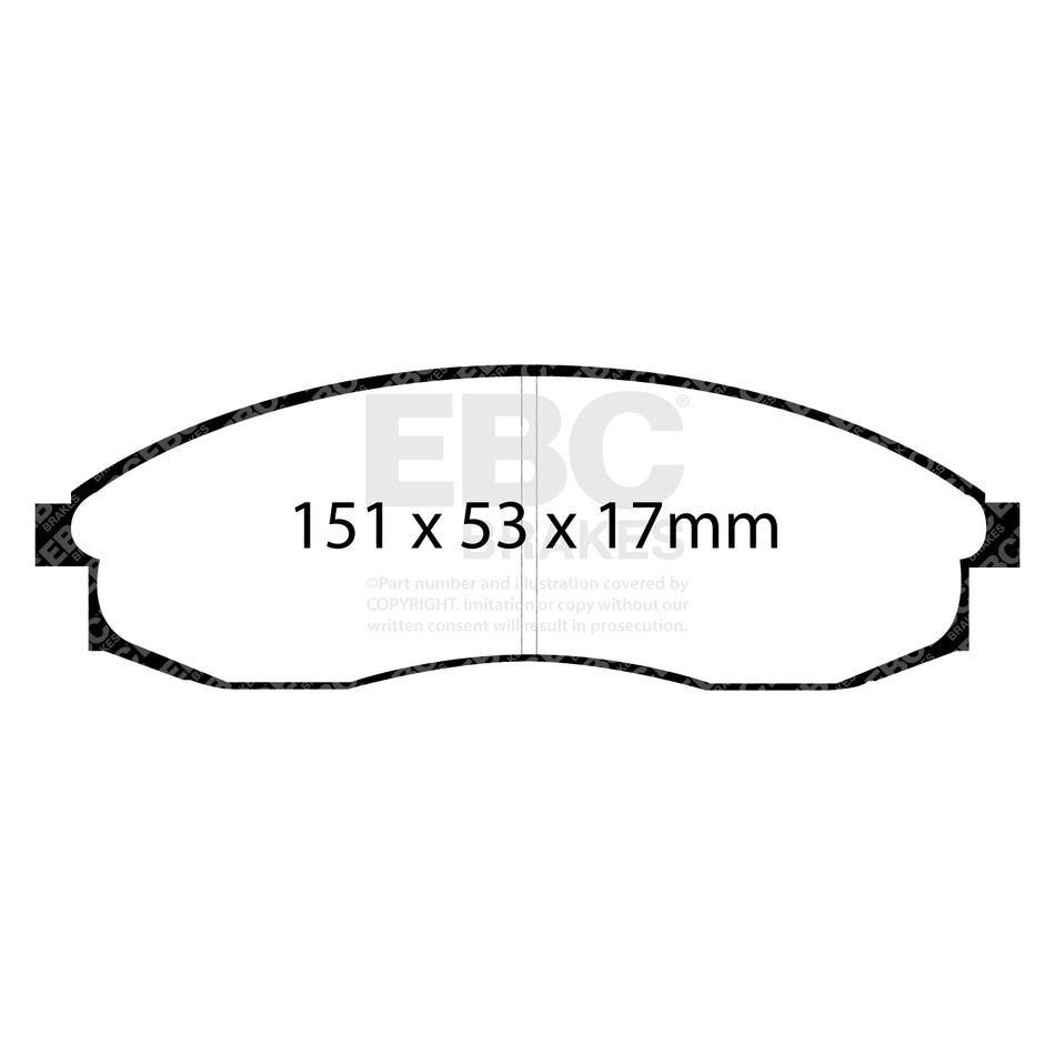 EBC Front YellowStuff Brake Pads - Nissan Qx / Nissan Skyline (R33) (DP41082R) — view 2