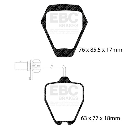 EBC Front RedStuff Brake Pads - Audi A6 quattro / Audi A6 quattro Avant (DP31094C) — view 2
