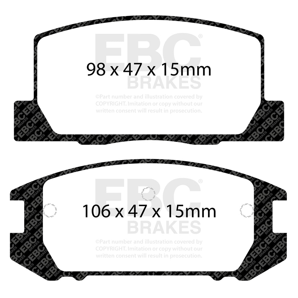EBC Rear YellowStuff Brake Pads - Toyota Mr2 (DP41107R) — view 2