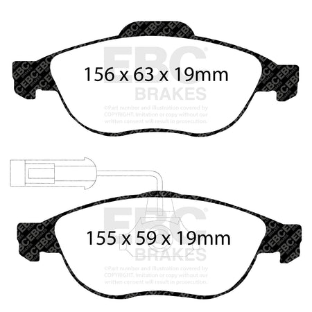 EBC Front YellowStuff Brake Pads - Alfa Romeo 147 / Alfa Romeo 156 (DP41153R) — view 2