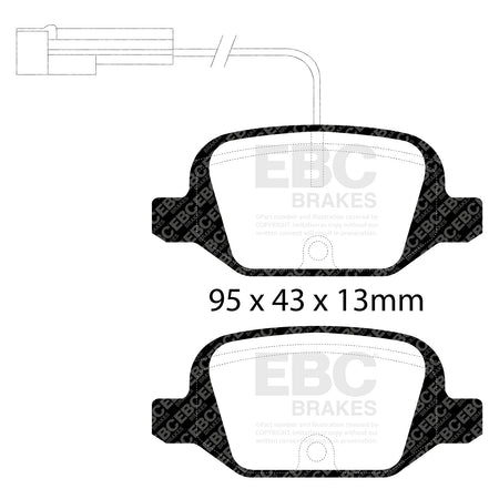 EBC Rear YellowStuff Brake Pads - Abarth 595 / Abarth 500 (DP41338/2R) — view 2