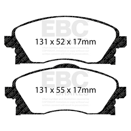 EBC Front GreenStuff Brake Pads - Vauxhall Corsa (C) / Opel Corsa (C) (DP21341) — view 2