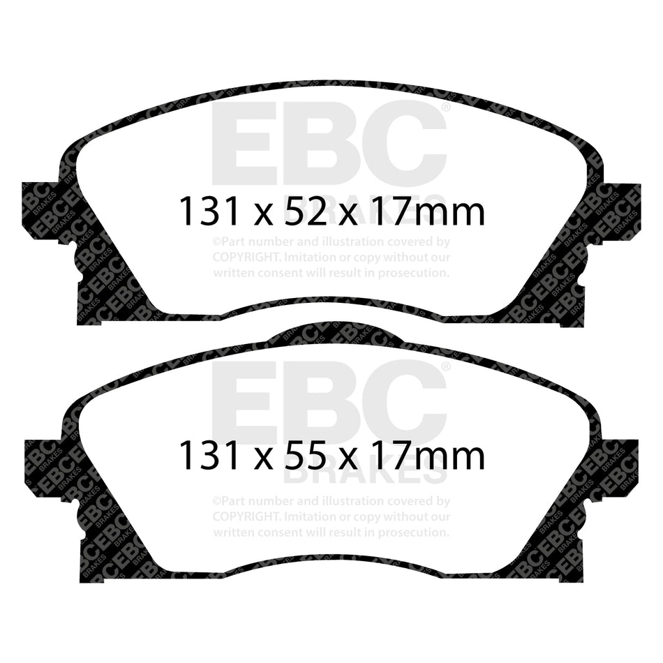 EBC Front GreenStuff Brake Pads - Vauxhall Corsa (C) / Opel Corsa (C) (DP21341) — view 2