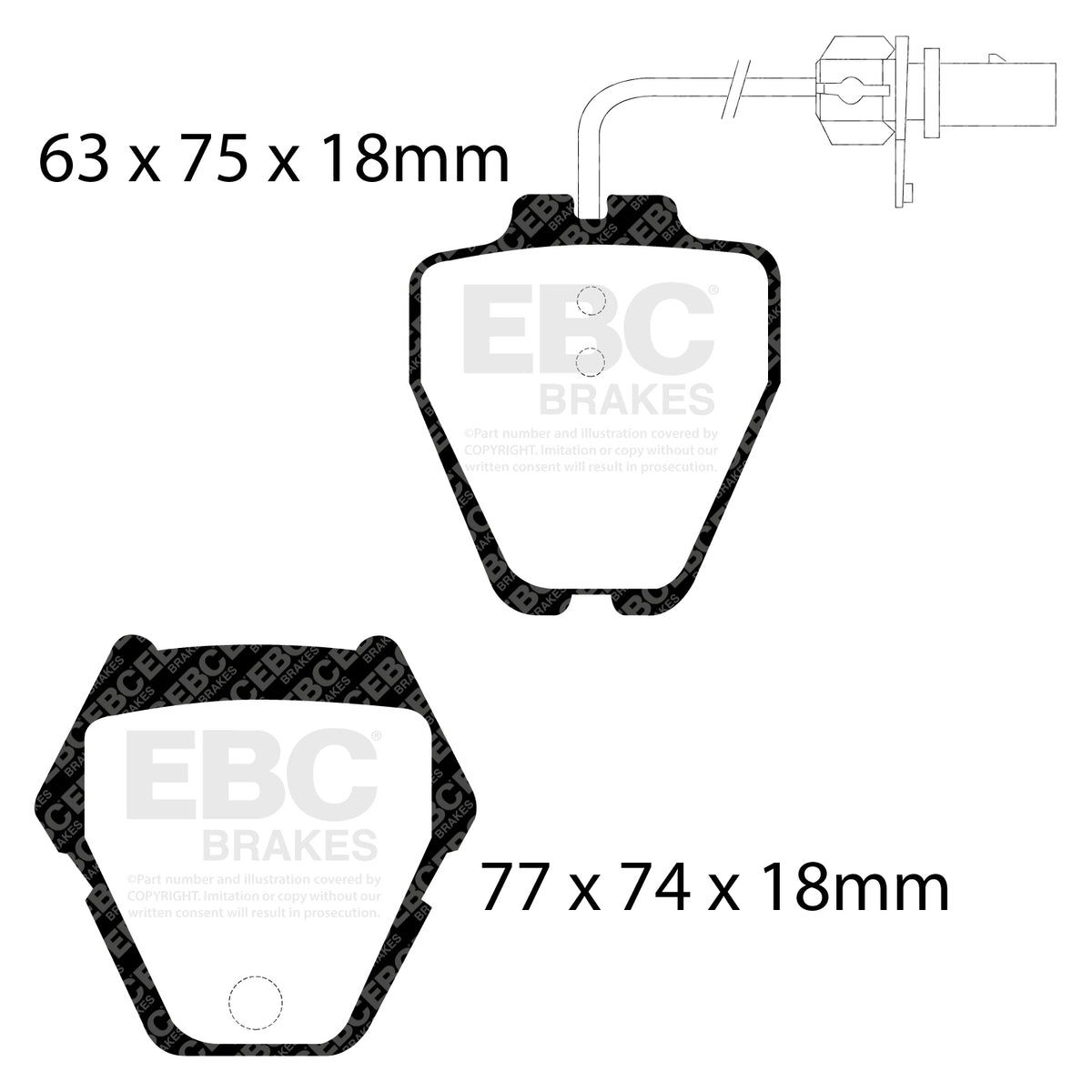EBC Front YellowStuff Brake Pads - Audi A6 quattro / Audi A6 quattro Avant (DP41348R) — view 2