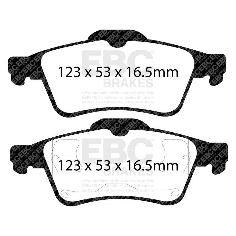 EBC Rear GreenStuff Brake Pads - Renault Laguna 2 / Opel Vectra (DP21354) — view 2