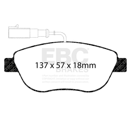 EBC Front GreenStuff Brake Pads - Fiat Doblo / Fiat Idea (DP21383) — view 2