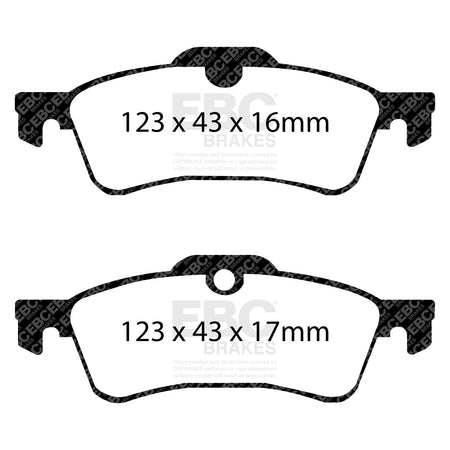 EBC Rear Ultimax Brake Pads - Mini Hatch (1st Gen) (R53) / Mini Hatch (1st Gen) (R50) (DP1389) — view 2