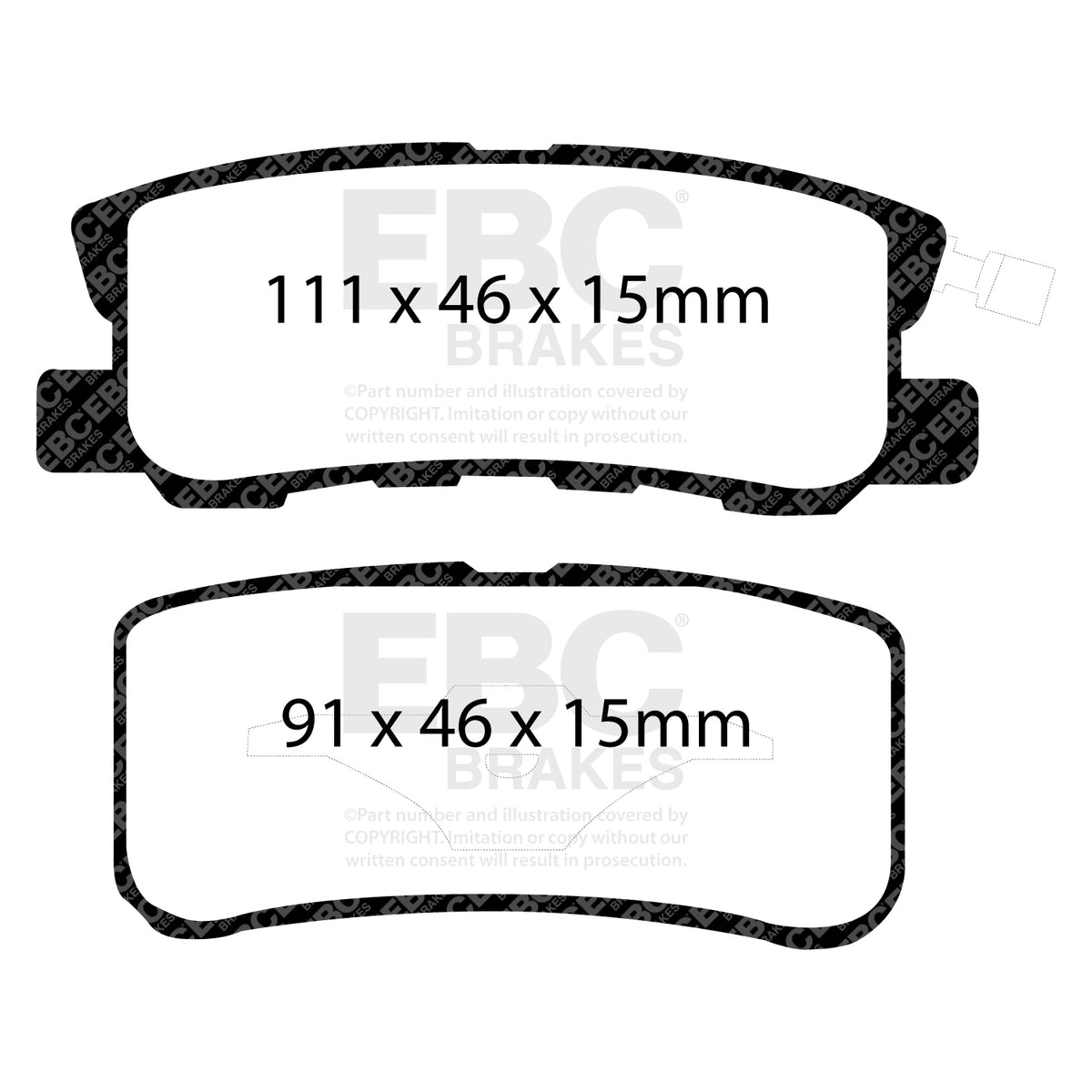 EBC Rear YellowStuff Brake Pads - Mitsubishi Pajero / Mitsubishi Shogun (DP41407R) — view 2