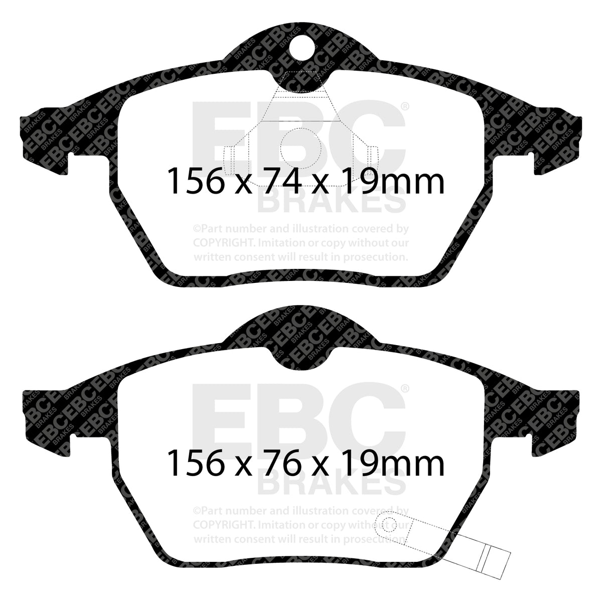 EBC Front RedStuff Brake Pads - Saab 9|5 / Opel Astra (DP31443C) — view 2