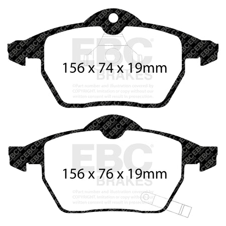 EBC Front RedStuff Brake Pads - Saab 9|5 / Opel Astra (DP31443C) — view 2