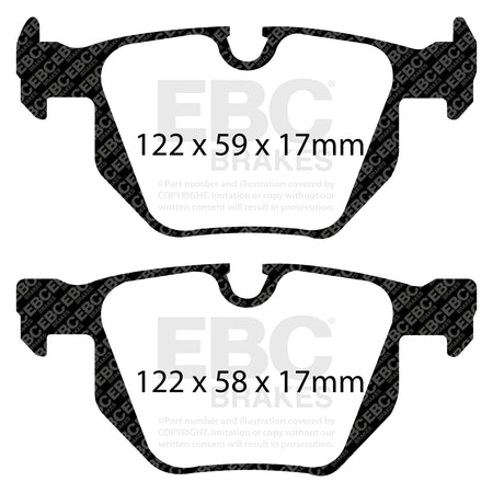 EBC Rear RedStuff Brake Pads - BMW 5 Series (E60) / BMW 5 Series (E61) (DP31494C) — view 2