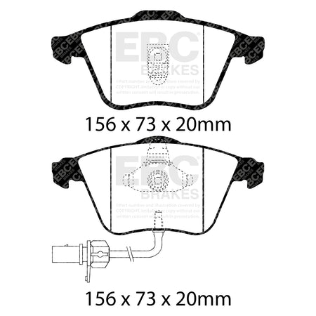 EBC Front YellowStuff Brake Pads - Audi A6 quattro / Audi A6 quattro Avant (DP41510R) — view 2