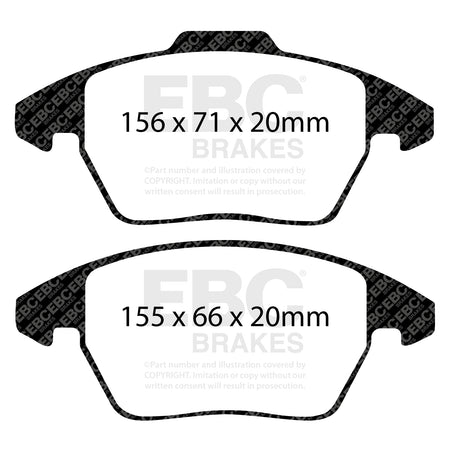 EBC Front GreenStuff Brake Pads - Peugeot 307 / Citroen C4 (DP21517/2) — view 2
