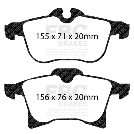 EBC Front YellowStuff Brake Pads - Vauxhall Astra Sport Hatch (H) / Vauxhall Astra (H) (DP41520R) — view 2
