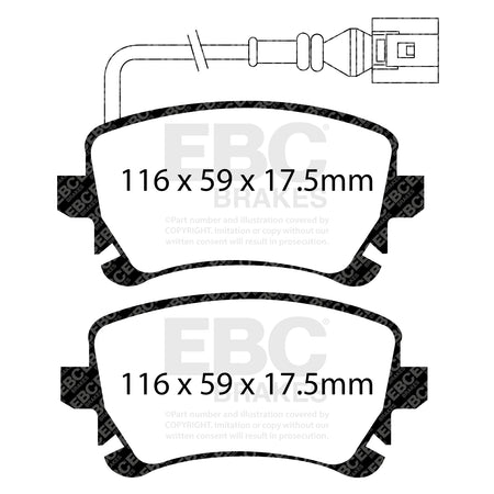EBC Rear YellowStuff Brake Pads - Volkswagen Commercial Transporter (KOMBI)|camper / Volkswagen Caravelle (DP41534R) — view 2