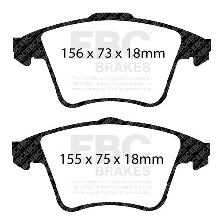 EBC Front Ultimax Brake Pads - Volkswagen Commercial Transporter (KOMBI)|camper / Volkswagen Caravelle (DP1556) — view 2