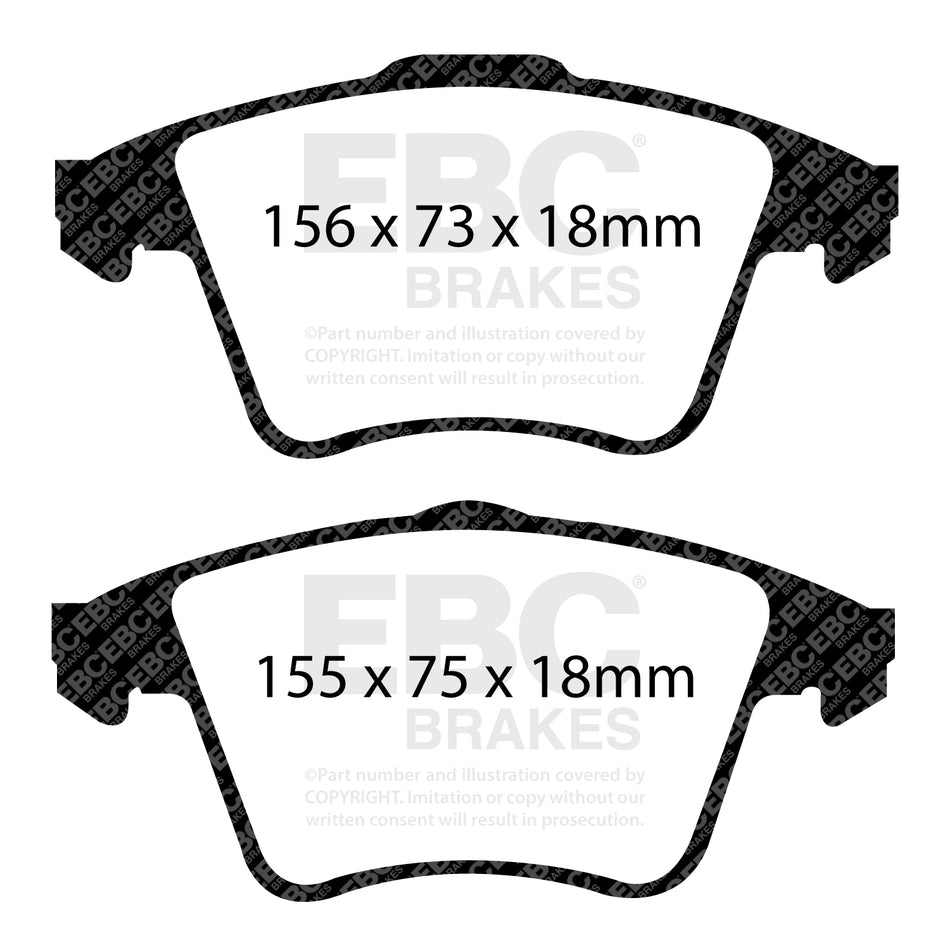 EBC Front YellowStuff Brake Pads - Volkswagen Commercial Transporter (KOMBI)|camper / Volkswagen Caravelle (DP41556R) — view 