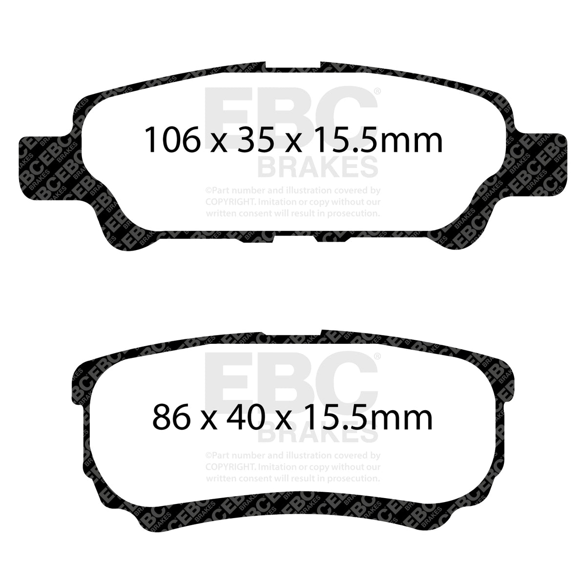 EBC Rear GreenStuff Brake Pads - Mitsubishi Lancer / Dodge (USA) Caliber (DP21563) — view 2
