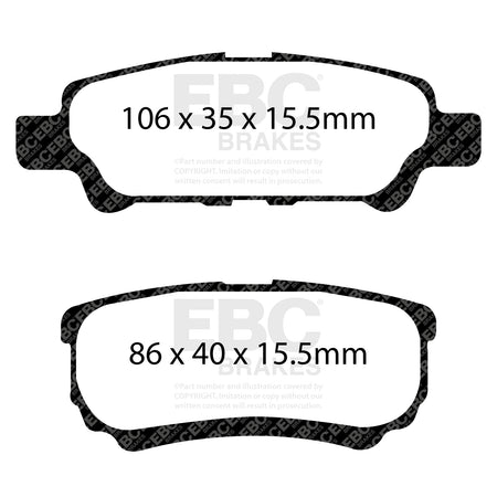EBC Rear YellowStuff Brake Pads - Mitsubishi Lancer / Dodge (USA) Caliber (DP41563R) — view 2