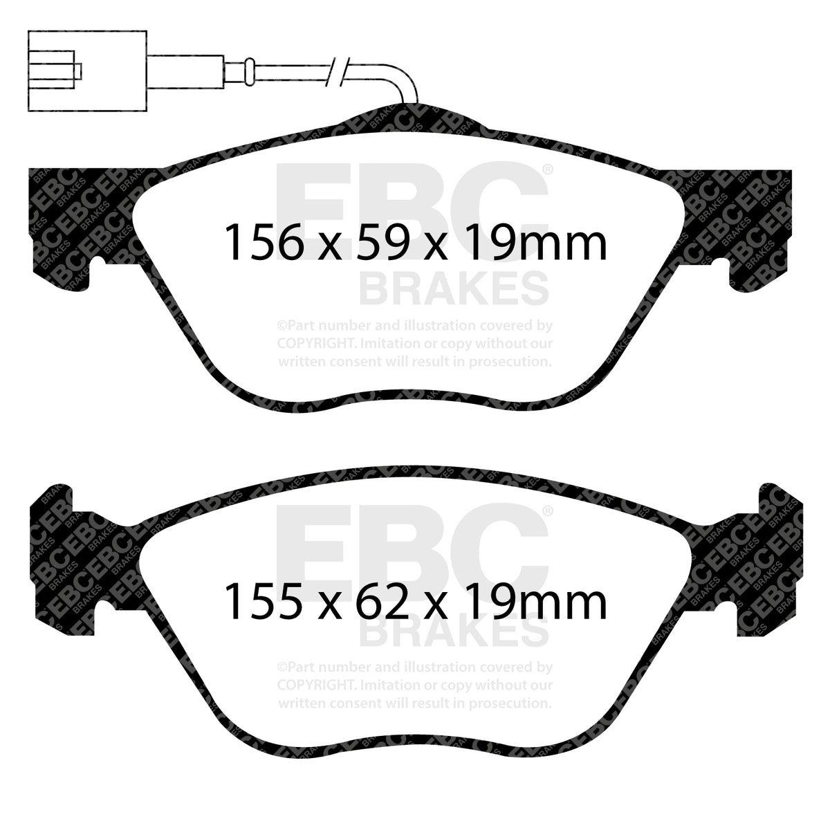 EBC Front YellowStuff Brake Pads - Alfa Romeo GT / Alfa Romeo 156 (DP41571R) — view 2