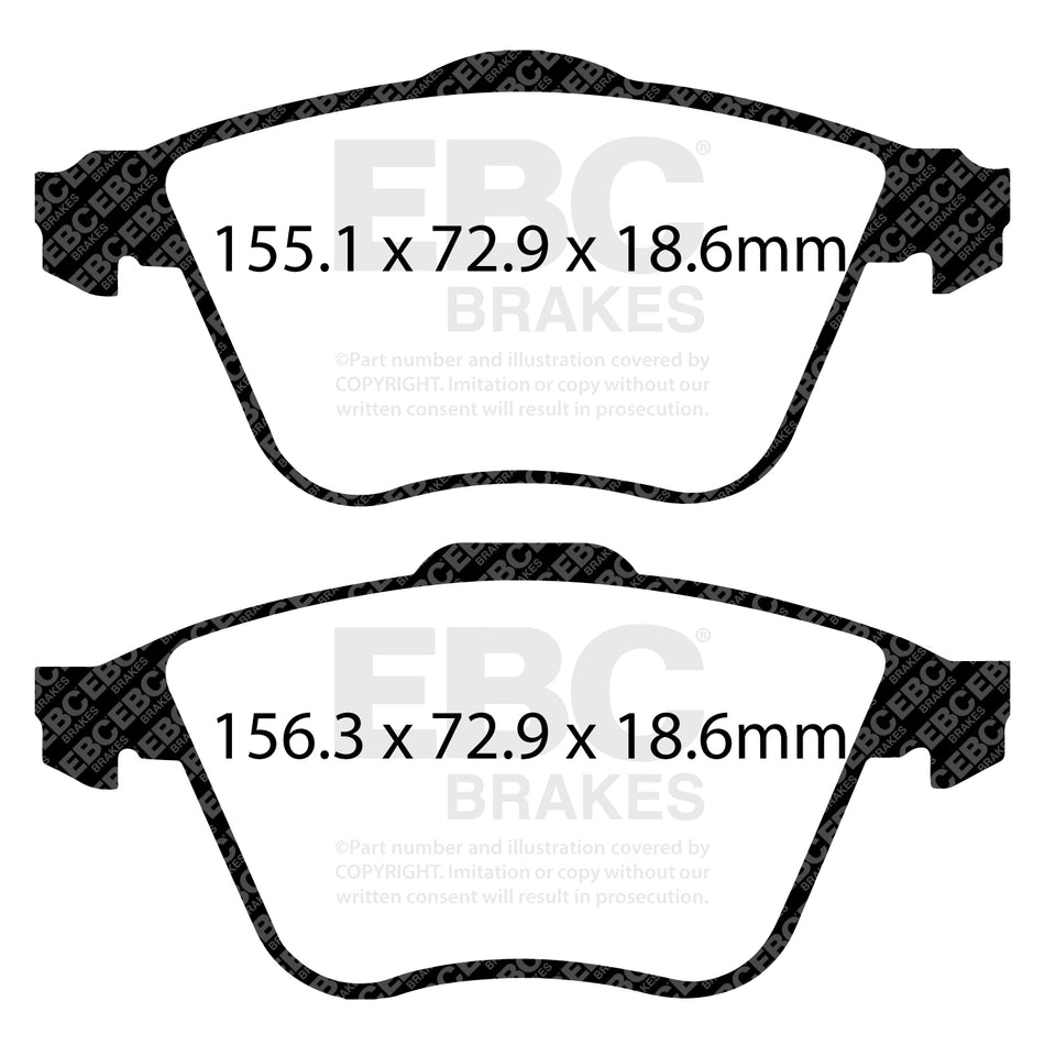 EBC Front YellowStuff Brake Pads - Volvo V40 / Volvo V40 Cross Country (DP41574R) — view 2