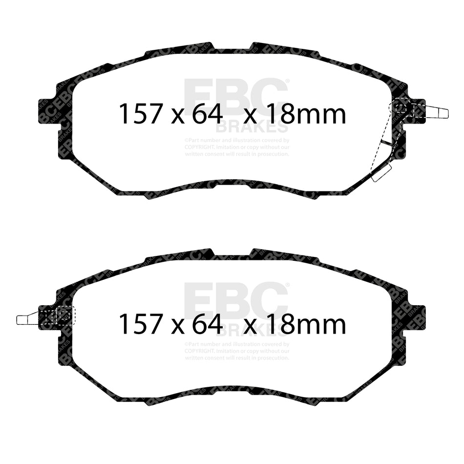 EBC Front YellowStuff Brake Pads - Subaru Outback / Subaru Forester (DP41583R) — view 2