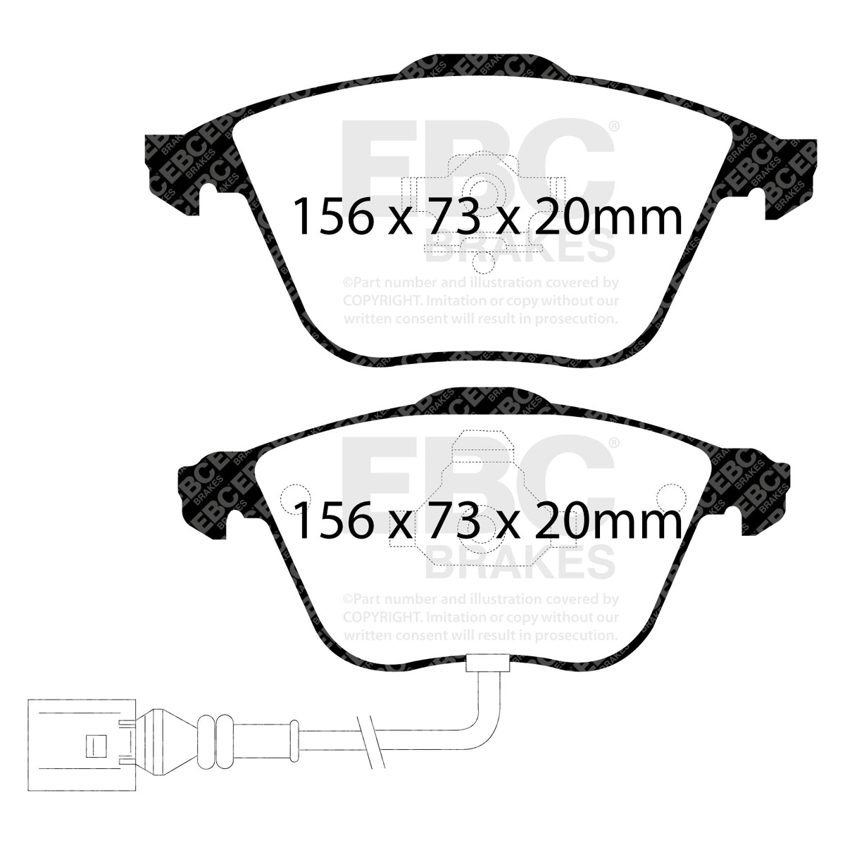 EBC Front YellowStuff Brake Pads - Skoda Superb (3T) / Volkswagen Passat (B6) (DP41594R) — view 2