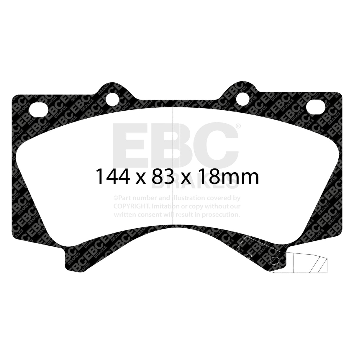 EBC Front YellowStuff Brake Pads - Toyota Landcruiser / Toyota Sequoia (DP41815R) — view 2