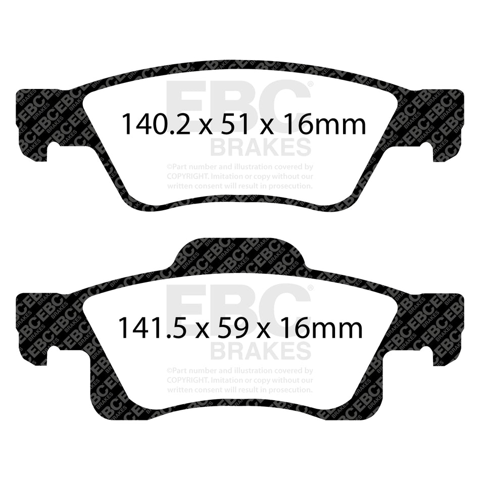 EBC Rear YellowStuff Brake Pads - Dodge (USA) Durango / Jeep Grand Cherokee (DP41872R) — view 2