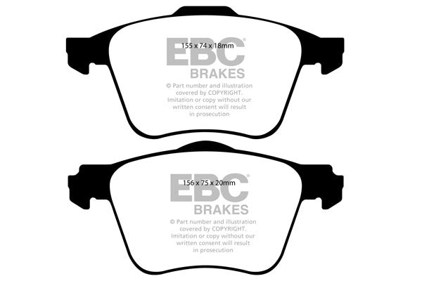 EBC Front YellowStuff Brake Pads - Volvo S80 / Volvo V70 (DP41914R) — view 2