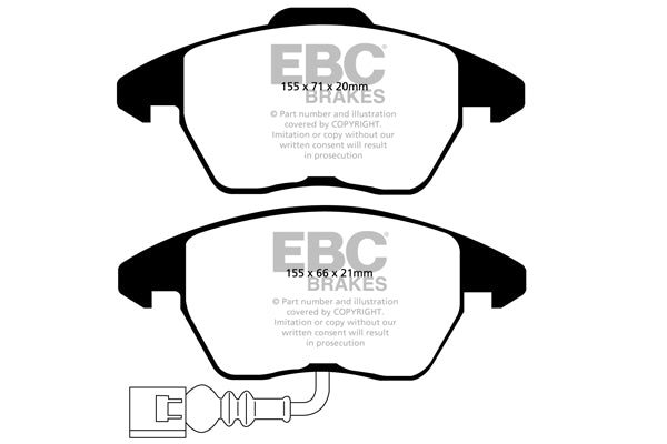 EBC Front RedStuff Brake Pads - Audi TT / Audi TT quattro (DP31945C) — view 2