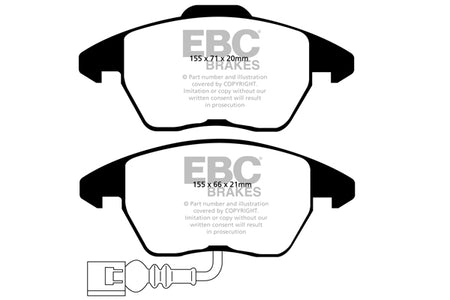 EBC Front YellowStuff Brake Pads - Audi TT / Audi TT quattro (DP41945R) — view 2