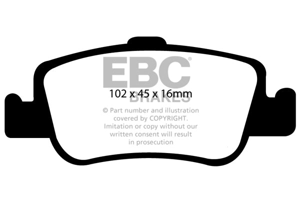 EBC Rear GreenStuff Brake Pads - Toyota Auris / Toyota Corolla (DP21949) — view 2