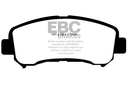 EBC Front YellowStuff Brake Pads - Nissan Qashqai (J10) / Nissan Xtrail (DP41954R) — view 2