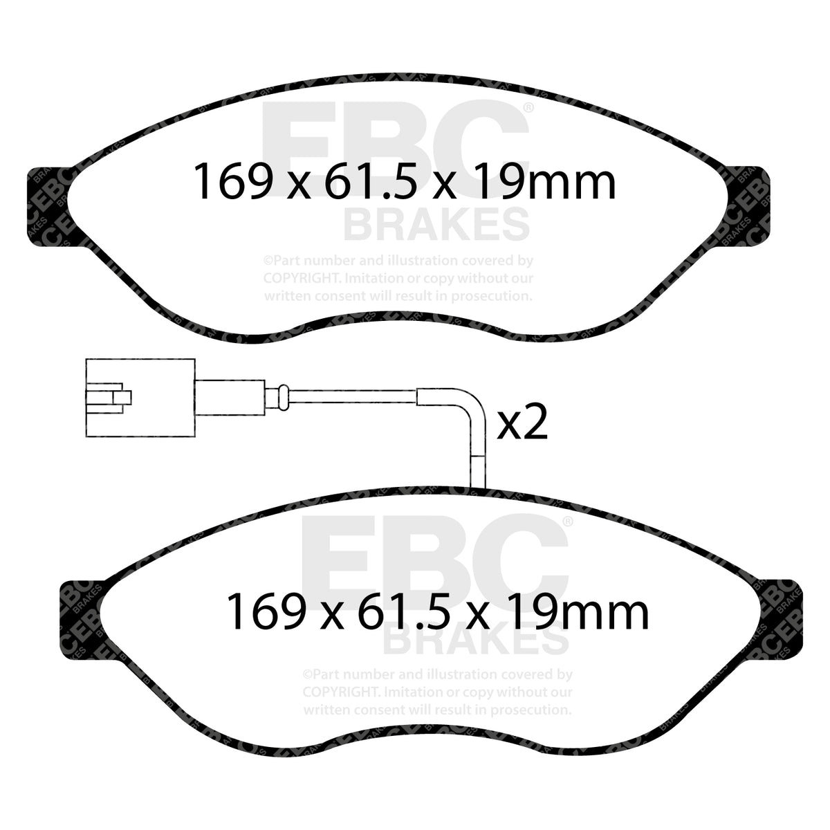 EBC Front Ultimax Brake Pads - Fiat Commercial Ducato / Citroen Commercial Jumper (DP1968/2) — view 2