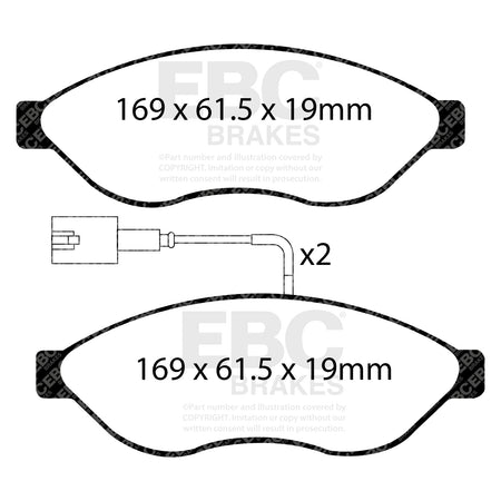 EBC Front Ultimax Brake Pads - Fiat Commercial Ducato / Citroen Commercial Jumper (DP1968/2) — view 2