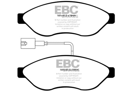 EBC Front Ultimax Brake Pads - Fiat Commercial Ducato / Citroen Commercial Jumper (Q14) (DP1968) — view 2