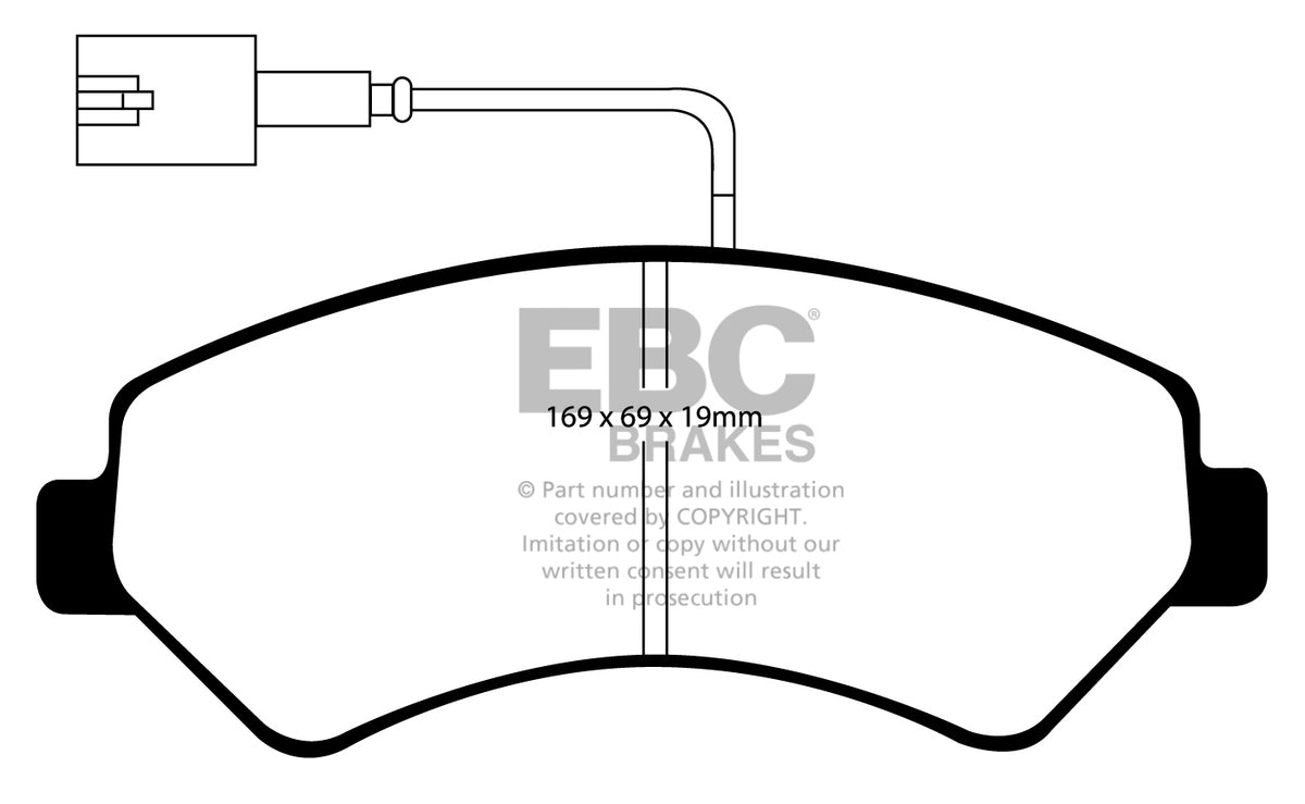 EBC Front Ultimax Brake Pads - Fiat Commercial Ducato / Citroen Commercial Jumper (DP1969/2) — view 2